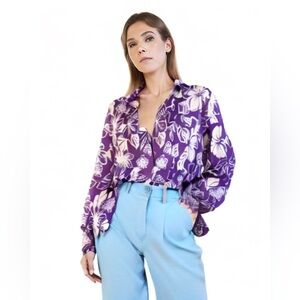 Alfred Dunner Purple & White Hawaiian Print Jacket